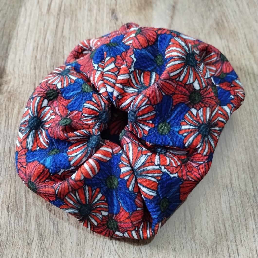 RWB Flowers Scrunchie