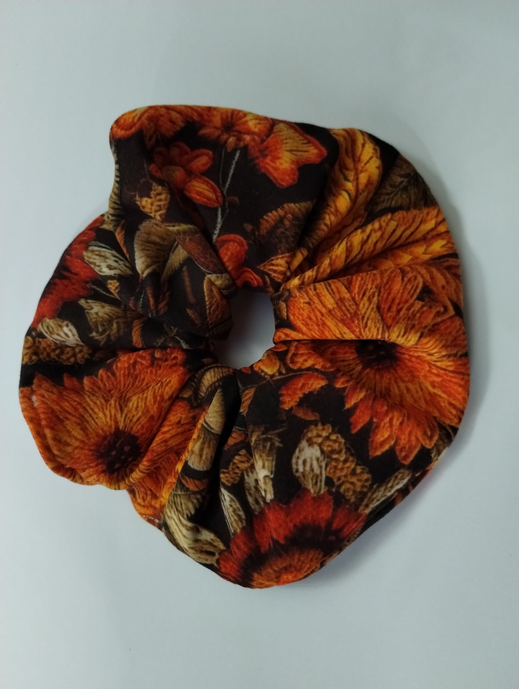 Embroidery Fall Floral Scrunchie