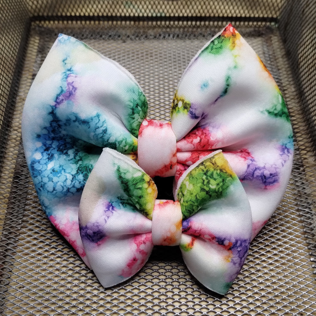 Glitter Rainbow Marble Bow