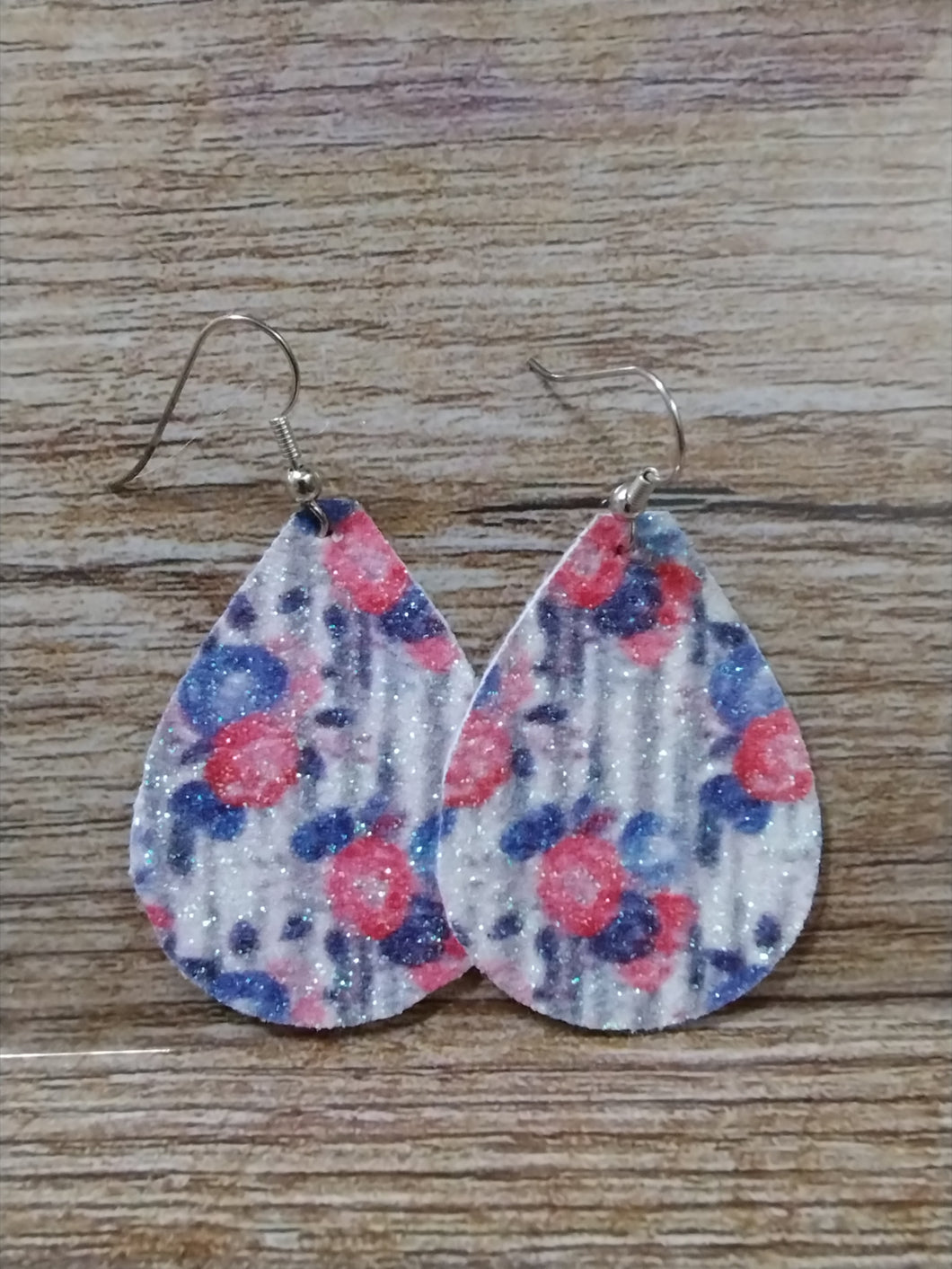Glitter RWB Floral Earrings