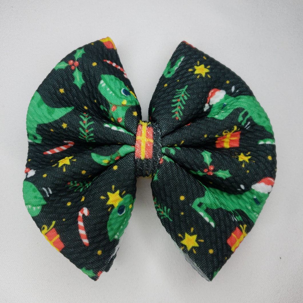 (2 Layered) Dino Holiday Bow