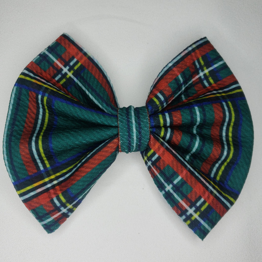 Green Plaid Bow