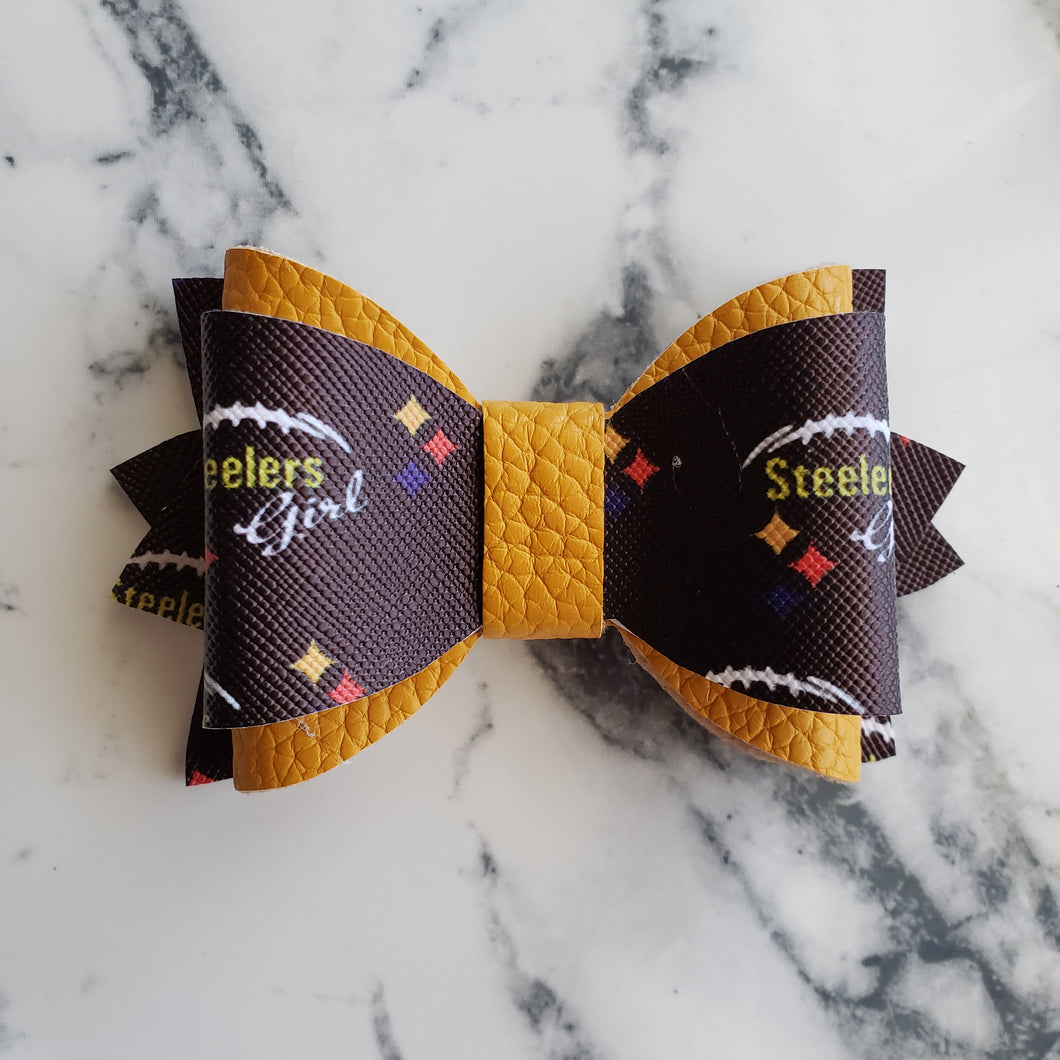 Steelers Girl Leather Bow