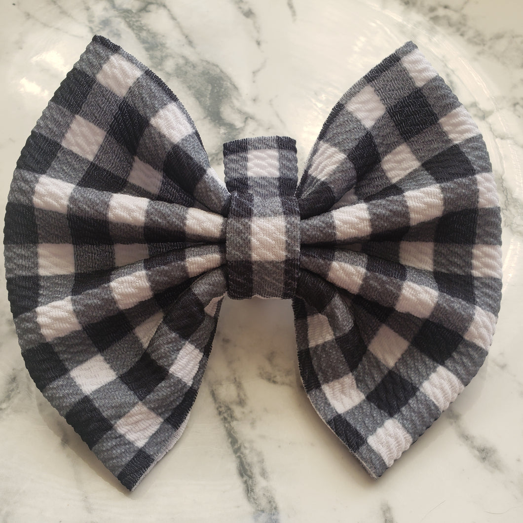 Black Plaid Bow