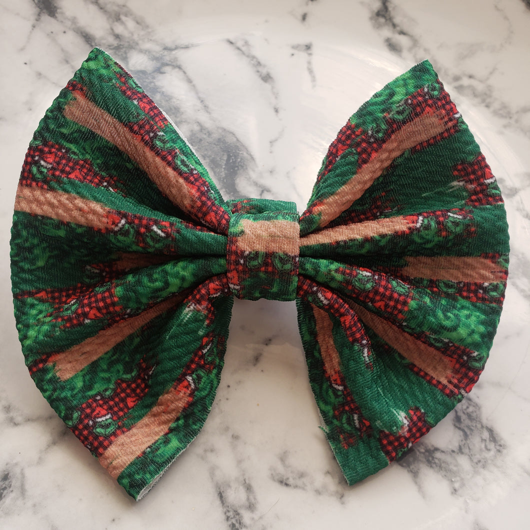 Grinch Stipes Bow