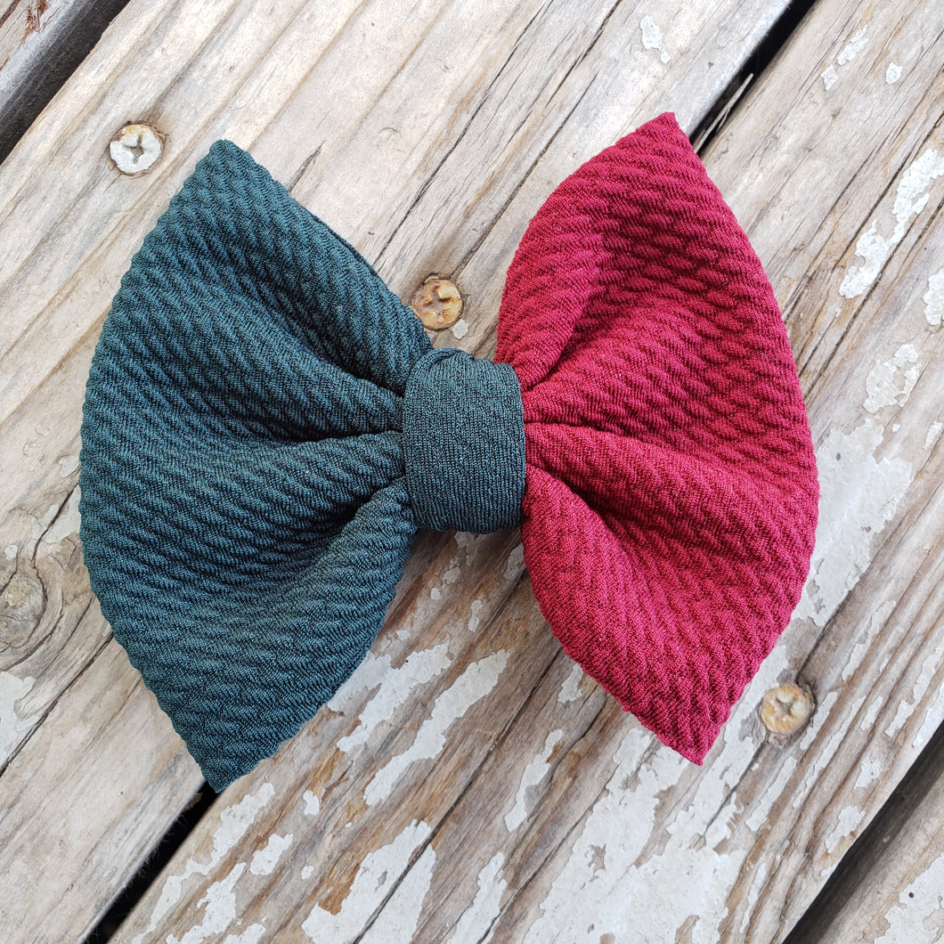 Dark Green & Maroon Duo Bow