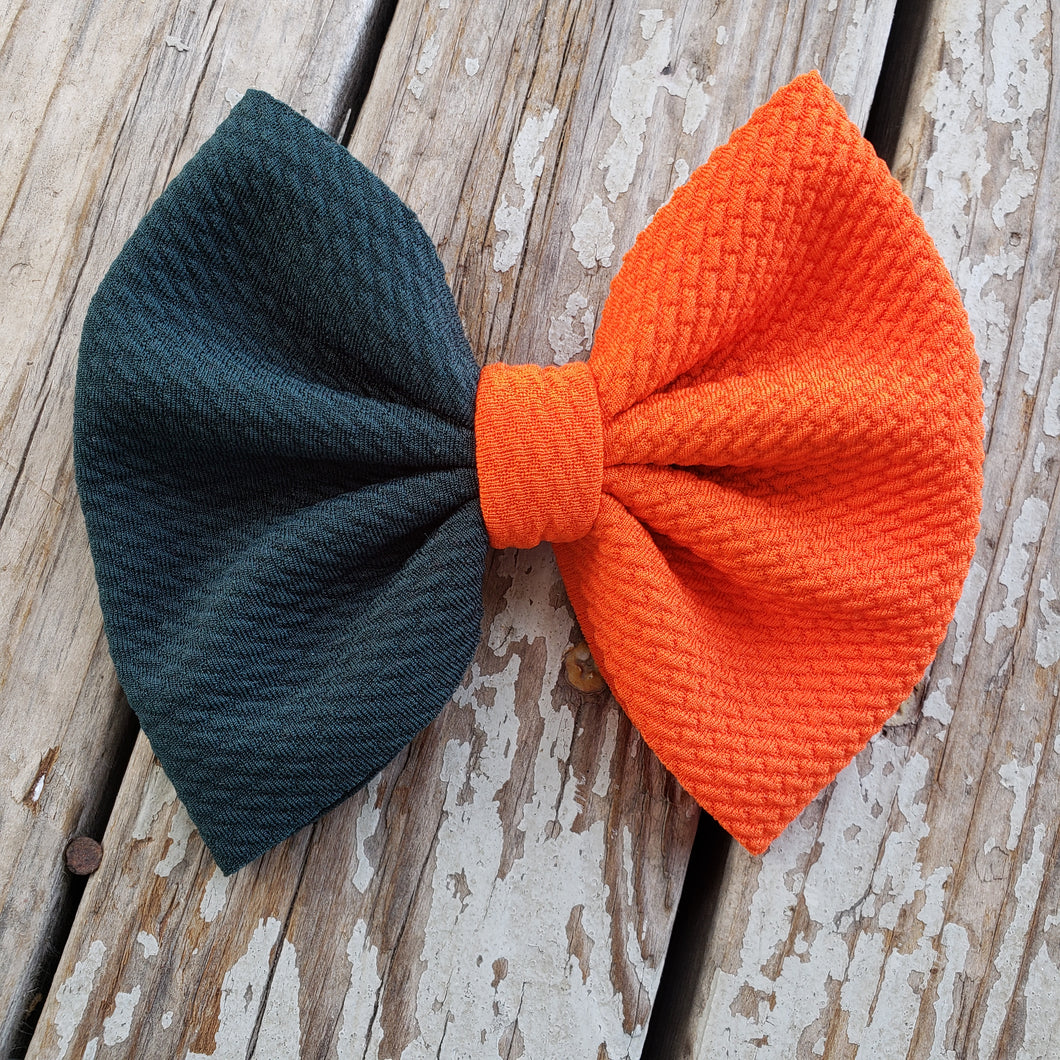 Dark Green & Orange Duo Bow