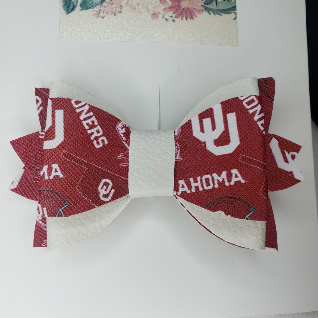OK Sooners Leather Bow