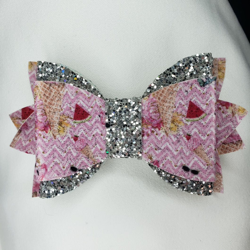 Watermelon Ice Cream Leather Bow