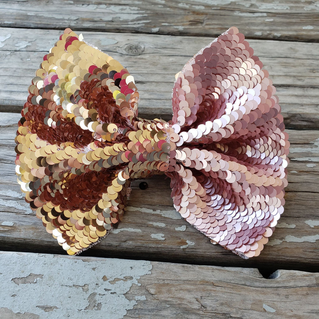 Rose Gold and Gold Sequins Bow