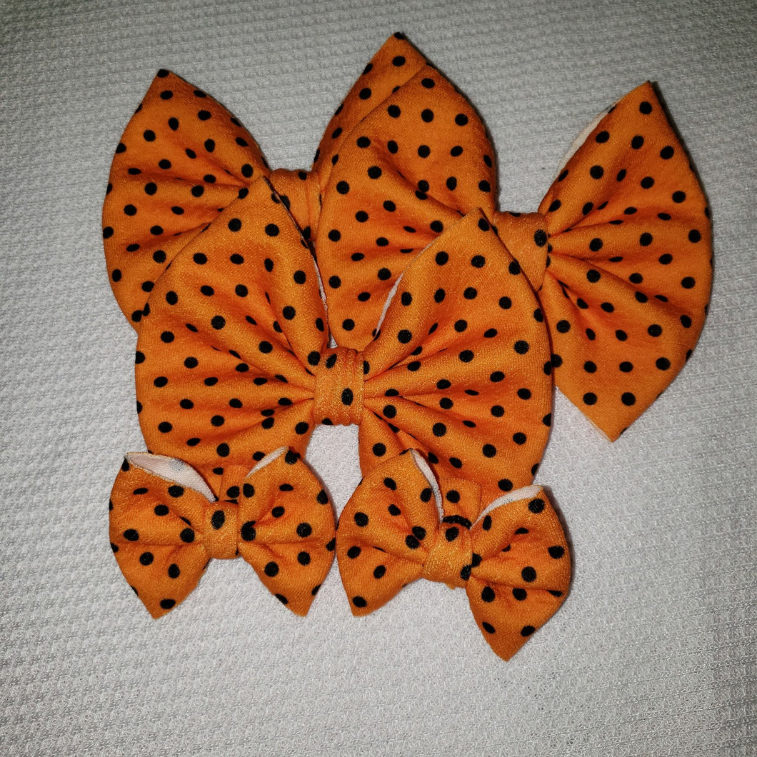 Orange and Black Polka Dot Bow